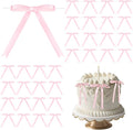 Riceshoot 50 Pcs Twist Tie Bows for Cake 3x4.5 Inch Satin Ribbon Bows for Gift Wrapping Treat Bags Craft DIY Wedding Baby Shower Birthday Party(Pink)