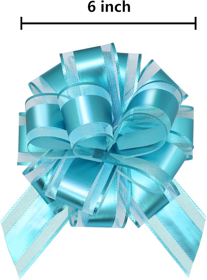 7 Pieces Large Pull Bows, 6 inche, Big Bow for Gift Wrapping, Christmas Party Birthday Gift, Wedding Baskets,Valentine's Day Gift Decorations, Flower Decoration (Light Blue)