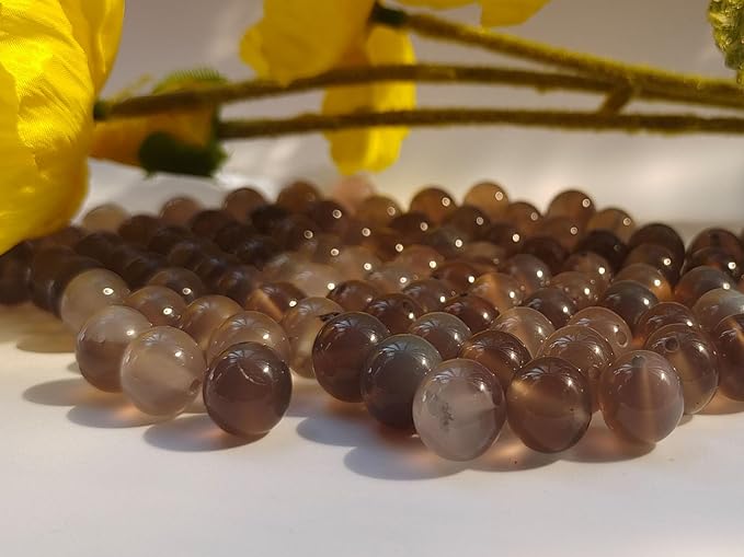 Stone Beads 10mm 60pcs Grey Agate Beads Round Loose Gemstones Beads for Bracelet Necklace Jewelry Making (10mm, 61020 Grey Agate)