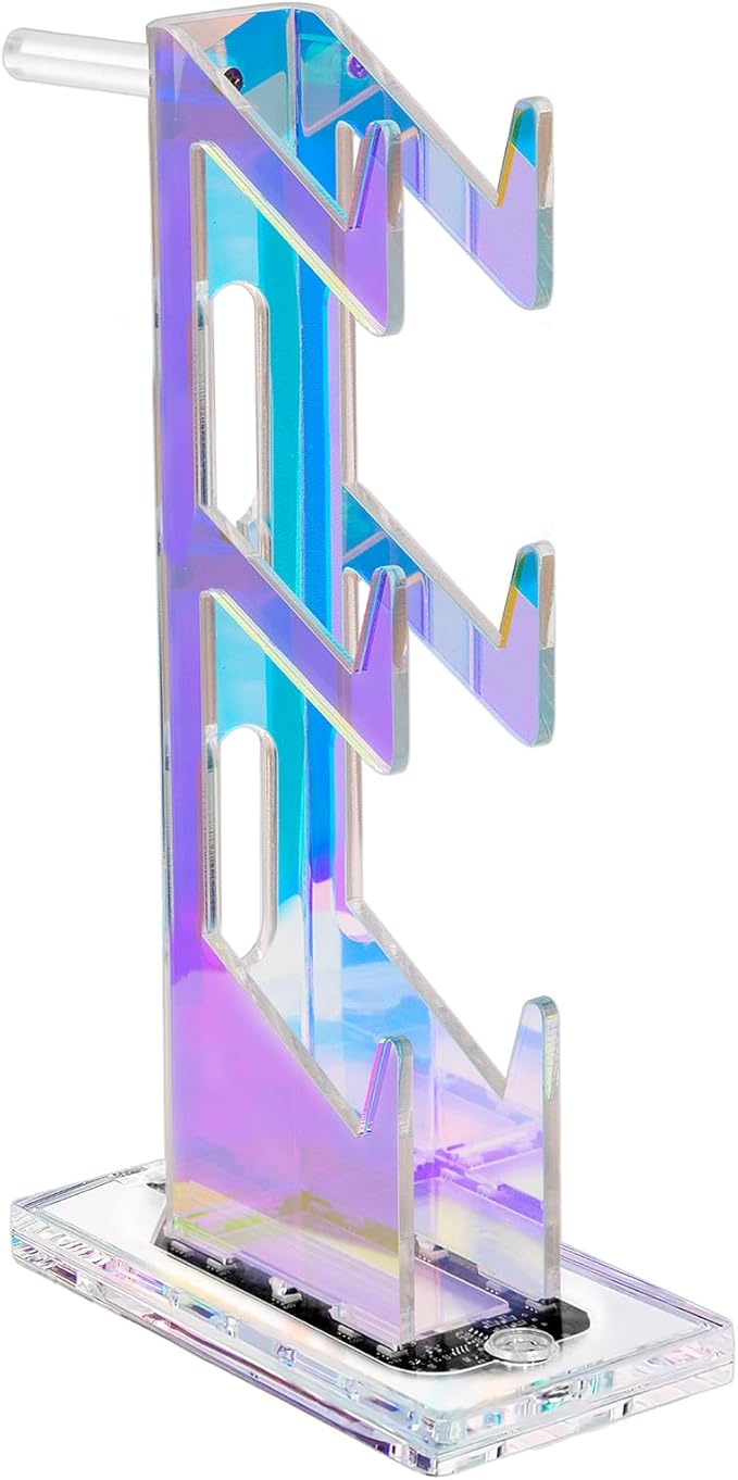 Game Controller Holder with Light Colorful Acrylic Headphones Stand with 3 Modes 7 Colors USB Charging Port for PS4, PS5, PC Universal Design (3 Tiers with Lights)