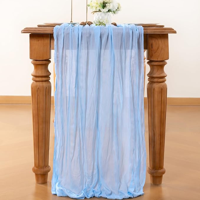Light Blue Table Runner Cheesecloth Table Runners 4 Pack 14FT Baby Shower Decoration 160 Inches Fall Table Decor Dining Room Centerpiece Wedding Boho Baby Shower Birthday