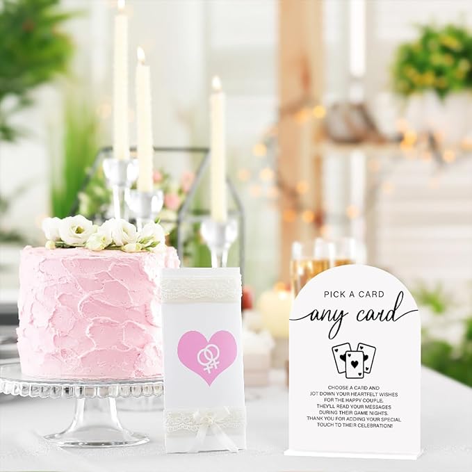 Acrylic Wedding Sign Pick A Card Sign for Wedding Wedding Signs for Ceremony Modern Calligraphy Arch Acrylic Table Top Sign for Wedding Reception and Event Party Table(white）