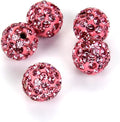 25pcs Adabele Grade A Suncatcher Crystal Rhinestone Pave Loose Beads 8mm Rose Pink Polymer Clay Disco Ball Spacers Compatible with Shamballa All Craft Jewelry Making DB8-3