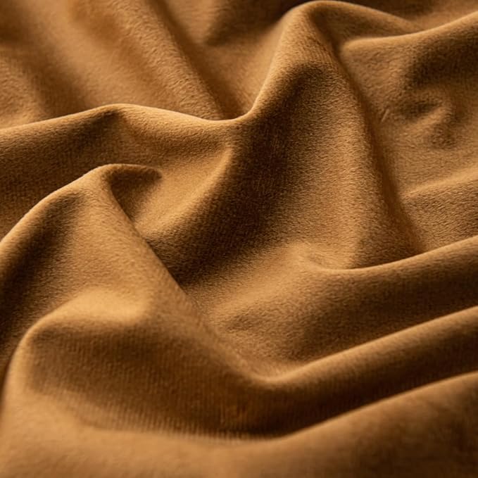 F-CHU Luxury Camel Tablecloth Thickset Velvet Tablecloth with Beautiful Gold Tassels Vintage Table Cloth for Home Decor Wedding, Party, Banquet and Events 60x120-Inch