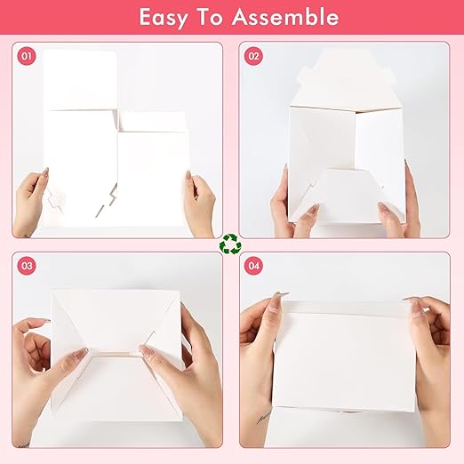 MESHA Gift Boxes 6x6x4'' 400 Pack White, Small Cardboard Gift Box with Lids Bridesmaid Proposal Gifts Box, Paper Gift Boxes Bulk for Present, Bridal, Wedding, Party, Groomsmen, Cupcake
