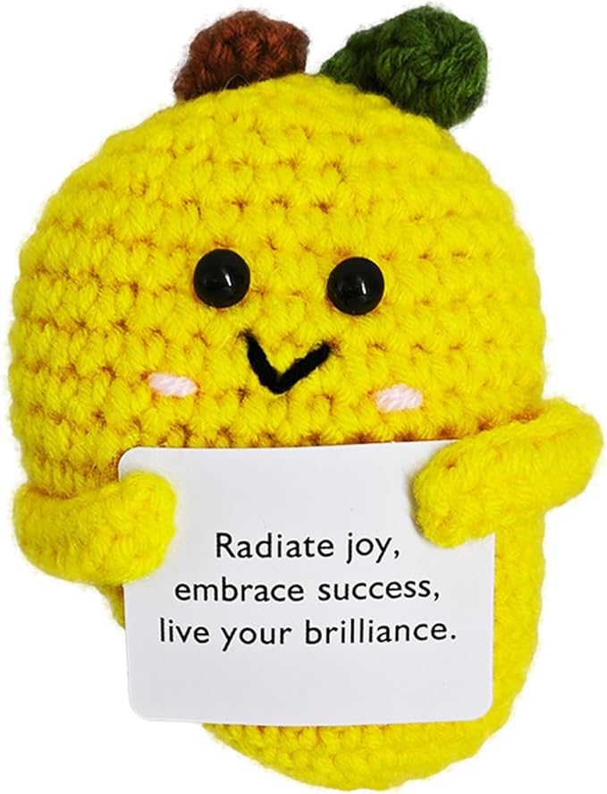 Crochet Emotional Support Mango-Handmade Mental Health Gifts for Friends,Family-Uplifting Gifts for Grandpa,Grandma Mom,Dad,Teens