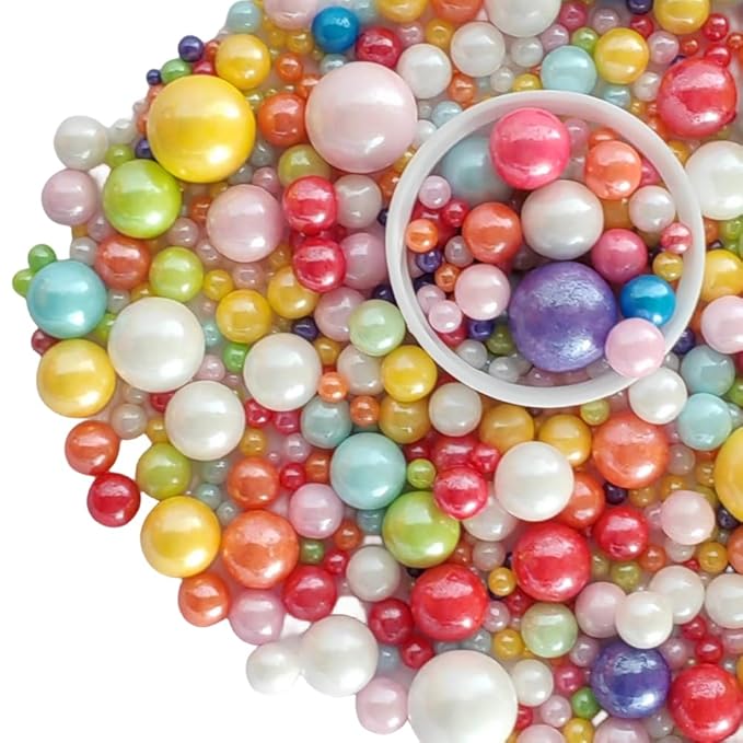 Edible Pearl Sugar Sprinkles Multicolor Candy Mixing Size Baking Edible Cake Decorations Cupcake Toppers Cookie Decorating Celebrations Wedding Valentines Easter Halloween Christmas Supplies 120g/ 4.23oz