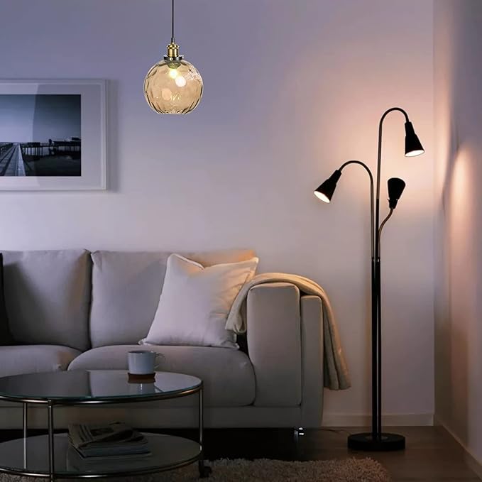 Pendant Light Shade Industrial Hanging Lights Fixtures Ceiling Outdoor Pendant Lighting for Kitchen Island Dining Room Unique Lamp in Kitchen Farmhouse Bedroom (Amber, 5.9 Inches)