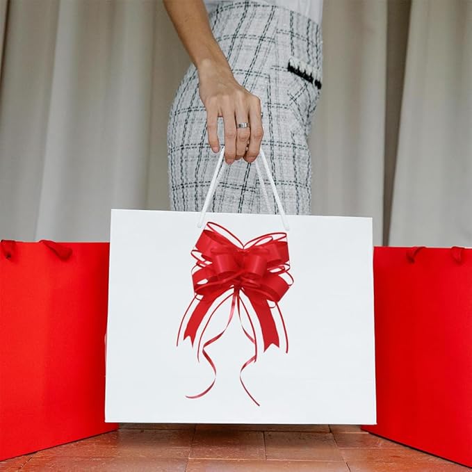 Pull Bows for Gift Wrapping – 15-Pack Red Gift bows, Waterproof DIY Bow for Christmas, Weddings, Holidays, Baby Showers, Party Decor(6 Inches)
