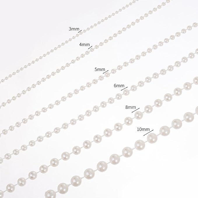 5mm Crafts Faux Pearl Beads Garland Pearl Bead Roll Strand of Pearls to Decorate Floral Centerpieces Wedding Party Favor Christmas Tree(99 Feet Ivory)