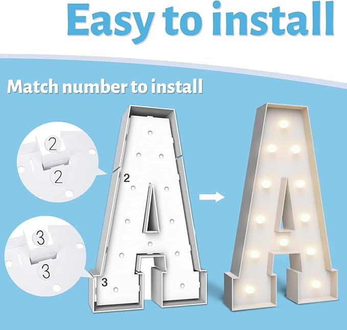 4FT Marquee Light Up Letters Q,Party Decoration Large Marquee Light Up Letters with Weighted Water Bag,Pre-cut Foam Board Set Can Be Used for Birthdays,Weddings,Baby Anniversaries
