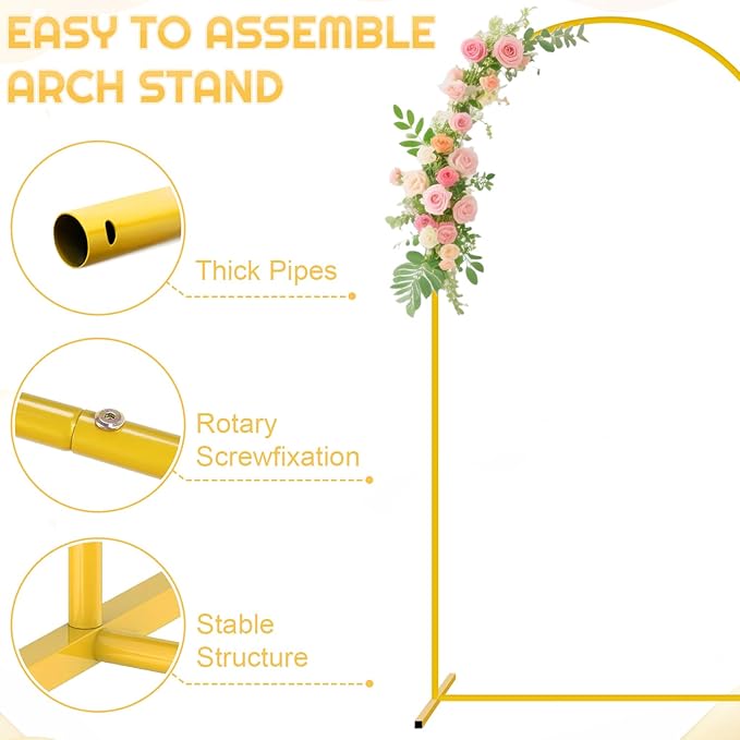 FUHSY 7.2FT Arch Backdrop Stand and Cover Set Balloon Metal Arch Stand with White Arched Backdrop Cover Wedding Arches Backdrops Stand Cover for Birthday Party Baby Shower Decor Indoor Outdoor