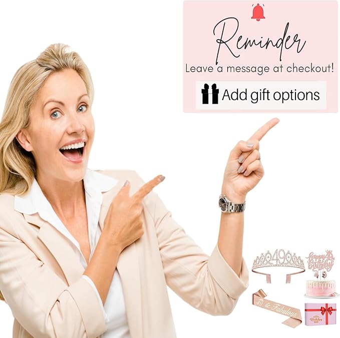 49 Birthday Decorations for Women Including Birthday Sash and Tiara, Cake Topper and Candles, 49 Year Old Gifts for Women, Rose Gold Party Favor Supplies