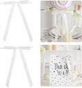 50 PCs White Bow 5 Inch Long Tail Bows for Gift Wrapping, Easter Bow Party Decorations, Twist Tie Bows, Satin Bows for Crafts, Premade Bows for Presents, Treat Bags, Bottles, Cakes