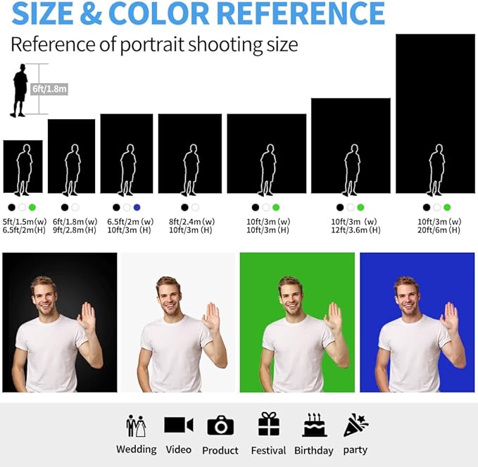 HEMMOTOP Green Screen Backdrop, 10 x 20 ft Large Chromakey Greenscreen Background Cloth for Live Streaming, Photography, Zoom, Camera Interview (Only Backdrop Without Stand)