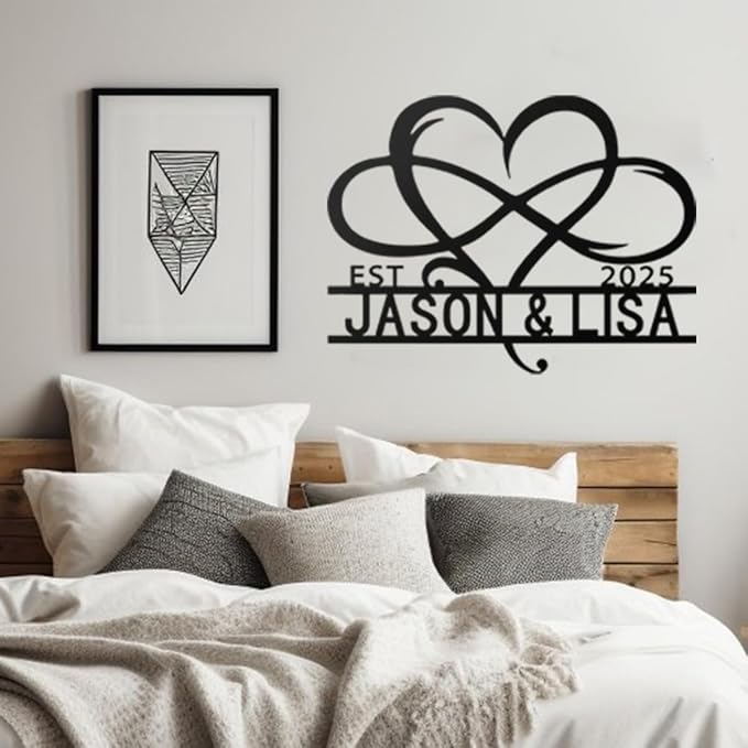 NAZENTI Personalized Metal Couple Sign Gift, Wedding Gift, Family Name Sign, Outdoor Name, Anniversary, Home Decor, Front Door