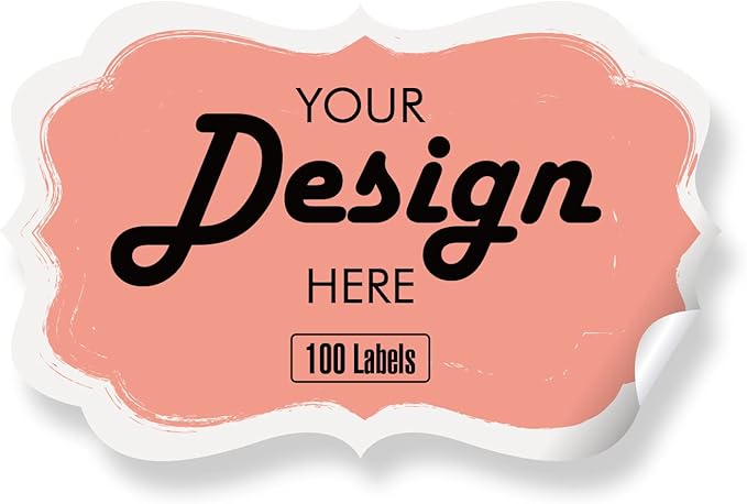 Custom Stickers - Personalized Labels with Heart Design, Pink, Waterproof, Custom Style, 100 Rectangular Stickers for Indoor & Outdoor Use
