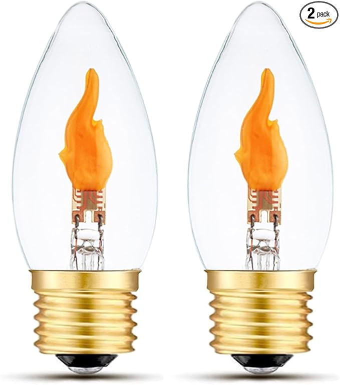 LED Flickering Light Bulbs E26 Flame Effect Bulb Standard Base, Fire Light Bulbs for Halloween Christmas Decoration, 2 Pack