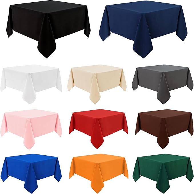 2 Pack Square Table Cloth 48X48 Inch Red Washable Fabric Tablecloth Polyester Solid Dining Table Cover for Birthday Party Dinner Holiday Outdoor Indoor