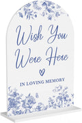Acrylic Wedding Signs, Dusty Blue Wedding Decor, Blue Weddings Decor, Wish You Were Here Signs for Reception, Modern Calligraphy Arch Acrylic Table Top Sign for Weddings Parties Dinners (White)