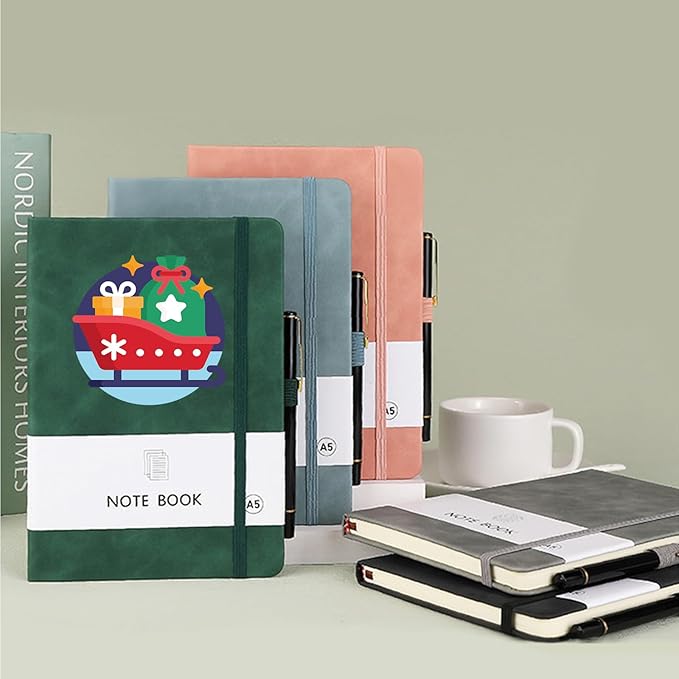 Custom Notebook Personalized Journal Notebook PU Leather A5 Can Customized with Logo/Text/Image- 192 Lined Pages 8.3 x 5.9 Inch, Pen Loop, Elastic Band, Blue Hardcover