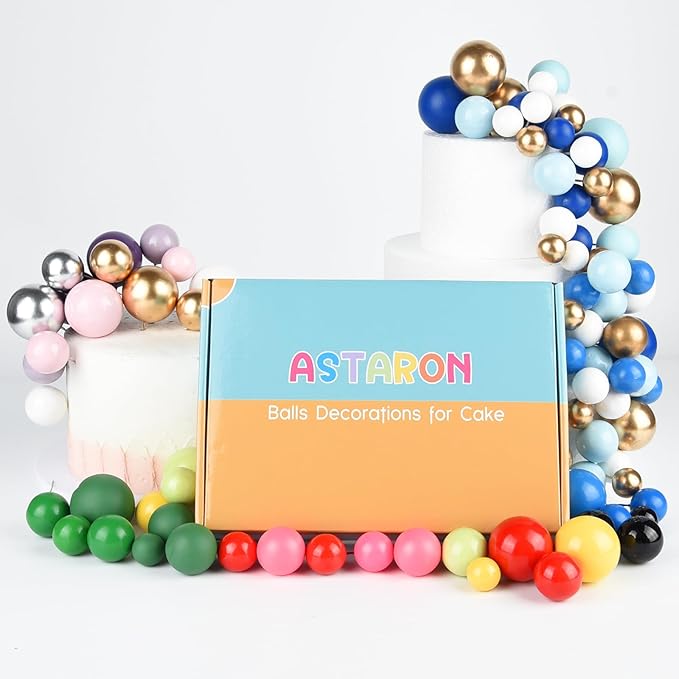 ASTARON 32 Pcs Ball Cake Topper Decorations Mini Balloons Birthday Cake Toppers Foam Balls Sticks Witch Themed Party Decorations Witch Party Cake Picks Decorations (Pink Green Black)