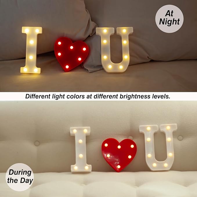 LED Marquee Letter Lights, Light Up Letters Marquee I Love U Sign, Decorative LED Alphabet Lamp, Battery Operated, Warm White Letter Sign for Wedding, Proposal Decoration