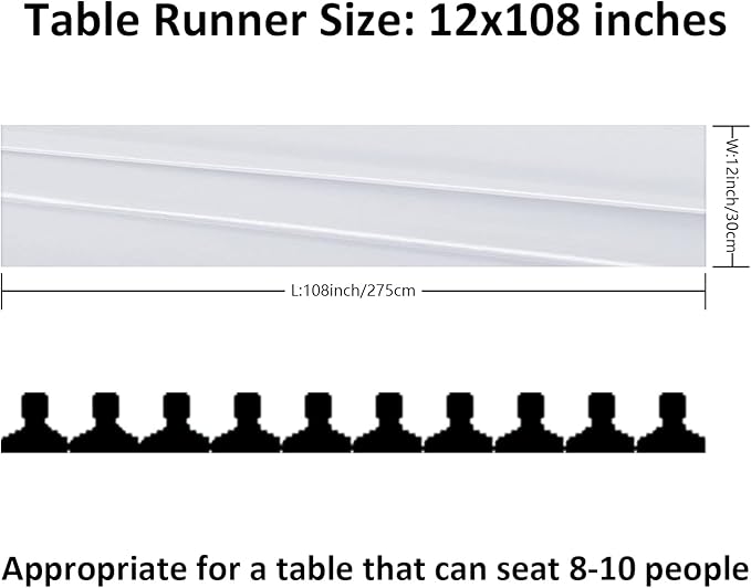 6Pack Table Runner 12 x 108 Inches Satin Silk Table Runner for Wedding, Birthday Party, Banquets, Graduations Decoration, fit Rectange and Round Table-White