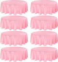 8 Pack Round Tablecloth 70 Inch Pink Round Table Covers Bulk Washable Polyester Fabric Table Clothes for Wedding Party Reception Banquet Buffet Restaurant (Pink, 70 Inch)