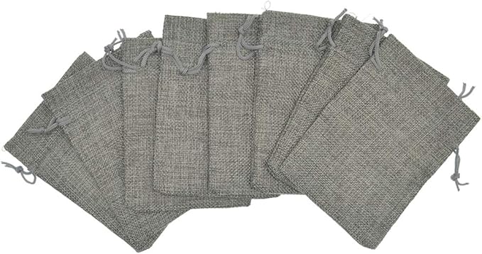 20pcs Burlap Bags 5x7 Inch, Linen Drawstring Gift Bags, Wedding Party Christmas Favor Bags Jewelry Candy Pouches Sacks (Gray)