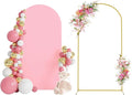 Wokceer 6.6 FT Wedding Arch Stand and Arch Cover, Metal Arch Stand with Arch Stand Cover for Birthday Party Wedding Ceremony Bridal Baby Shower Event Decor, Pink, DoorCover 1.0M-Pink-K
