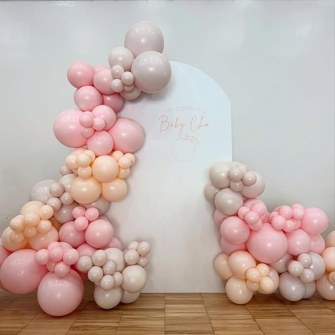 Pink Beige Balloons,50Pcs 12 Inch Blush Pink Cream and Clear Balloons for Girl Baby Boho Birthday, Bridal Shower, Bachelorette, Wedding Party Supplies