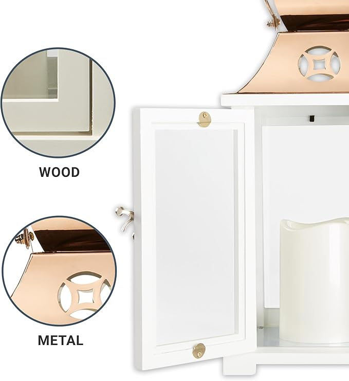 Let's Make Memories Personalized Memorial Lantern - Sympathy - Condolences - LED Candle - Automatic Timer - Wood/Stainless Steel - Copper Finish - A Brave Fight