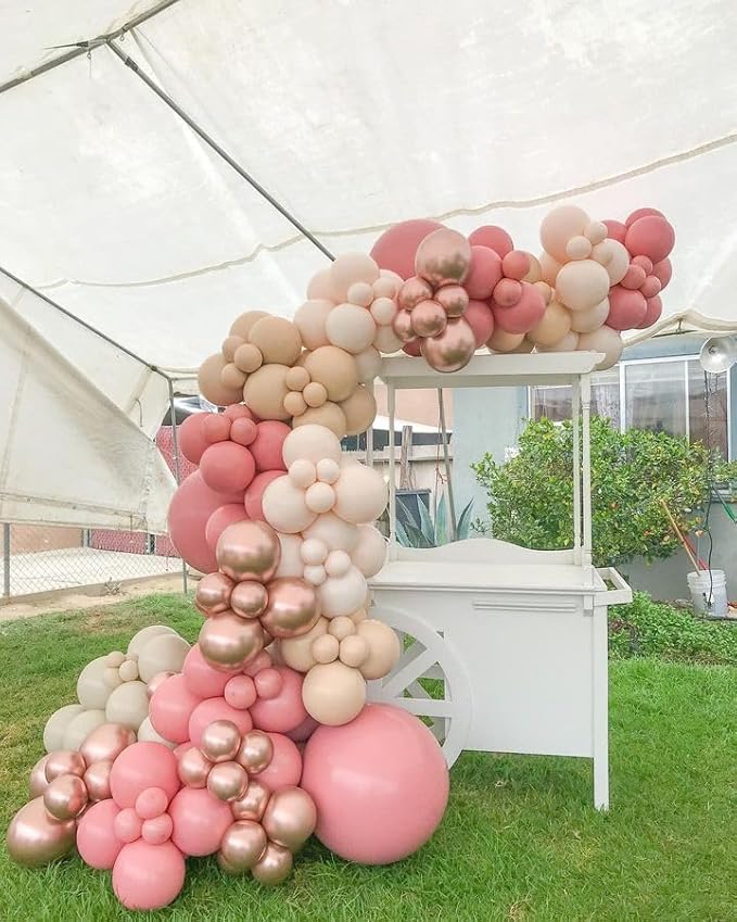 Bezente Dusty Pink Latex Party Balloons - 100 Pack 12 inch Round Helium Blush Pink Rose Pink Balloons for Birthday Wedding Anniversary Bridal Shower Gender Reveal Boho Theme Party Decoration