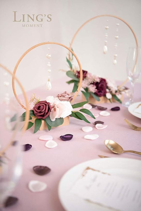 Ling's Moment Rose Petals, Silk Flower Petals for Wedding/Aisle/Flower Girl Baskets/Table Centerpiece Décor,etc.Purple Plum White 200pcs