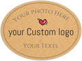 100pcs Personalized Stickers Labels Custom Business Logo Stickers Kraft Paper Labels in Circle, Rectangle, Square, Oval, in 1.5",2", 2.5“, 3”, 4" (Oval)