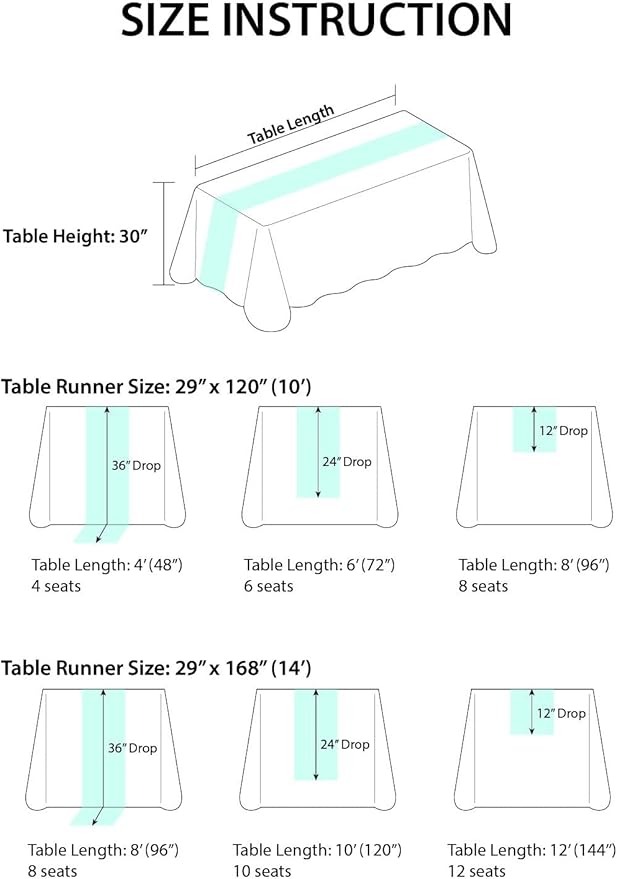 Ling's Moment Sheer Chiffon Tablecloth & Runner Set for 3x4ft Rectangle Table Decor Table Cloth in Blush & White for Wedding Reception Head/Sweetheart Desk