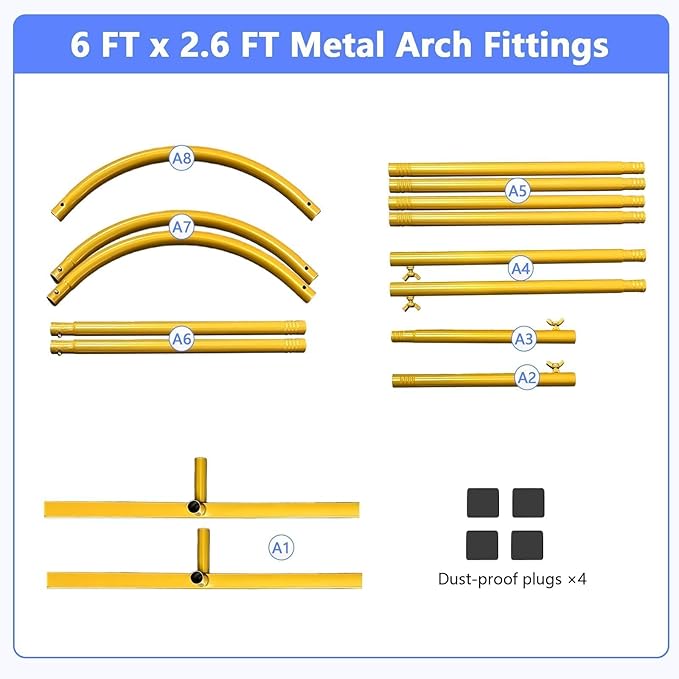 6 ft Arch Backdrop Stand, Wedding Arch Frame, Stable Metal Background Stand with Square Base Ground Nails, for Birthday Party Baby Shower Garland Decoration, Gold