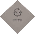 Weddingstar Personalized Printed Paper Napkins 3-Ply 50 Pack - Cocktail Pewter