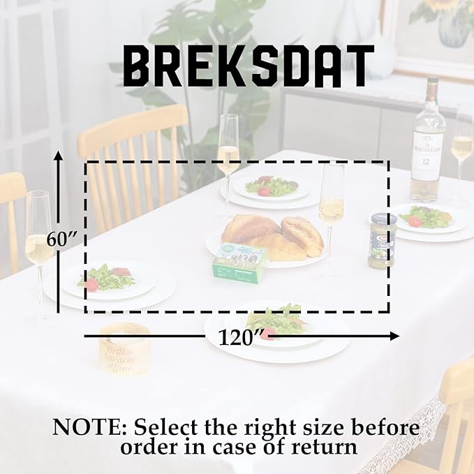 White lace Premium Rectangle Farmhouse Tablecloth Waterproof OilProof SpillProof AntiShrink Soft Wrinkle Resistant Decorative Fabric Table Cover Kitchen Dinning Party Wedding Banquet