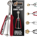 GORILLA GRIP Stainless Steel Cookie Scoop for Baking, 2 TSP, Multipurpose Melon Baller, Meatball Spring Scoops, Perfect Portion Sizes, Easy Food Release, Scooper Size 100, BPA-Free Kitchen Tool, Red