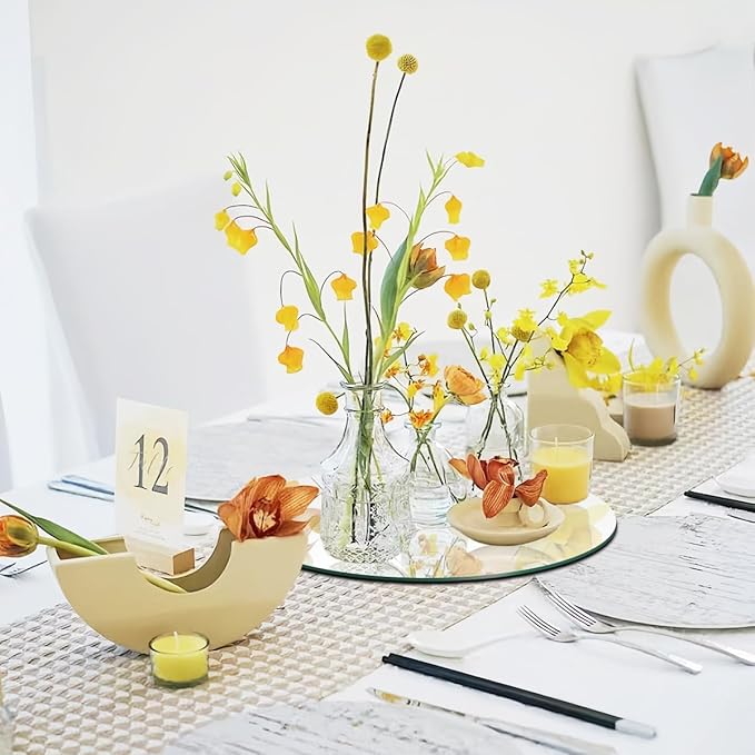 10" 12PCS Round Mirrors for Centerpieces, Circle Mirror Centerpieces for Tables, Mirror Tiles for Wall Table Wedding Centerpiece Mirrors Plates for Candle Anniversary Decorations DIY Craft