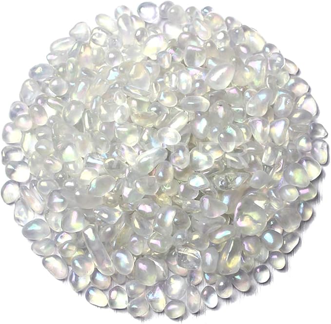 WAYBER 1Lb/460g Irregular Sea Glass Stones Artificial Crystal Gem Pebbles for Aquarium/Turtle Tank/Terrarium/Flowerpot/Vase Landscape Ornament Decoration, Hyun White