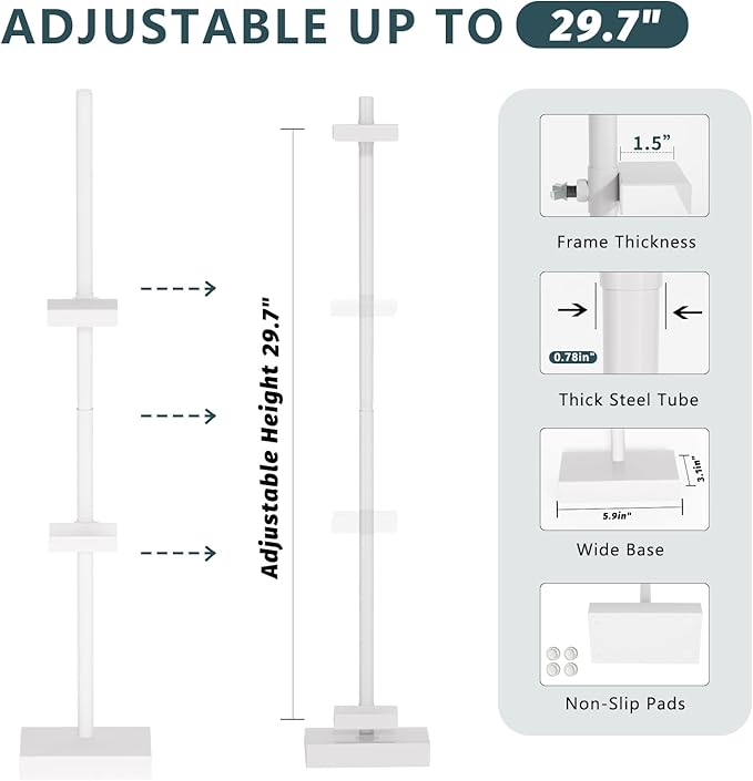 Adjustable Tabletop Picture Frame Stand - Up to 29" Height, Frame Holder Stand Table Easels for Display, Metal Standing Easel Display Stand for Picture Frames, Artwork, Canvas (White)
