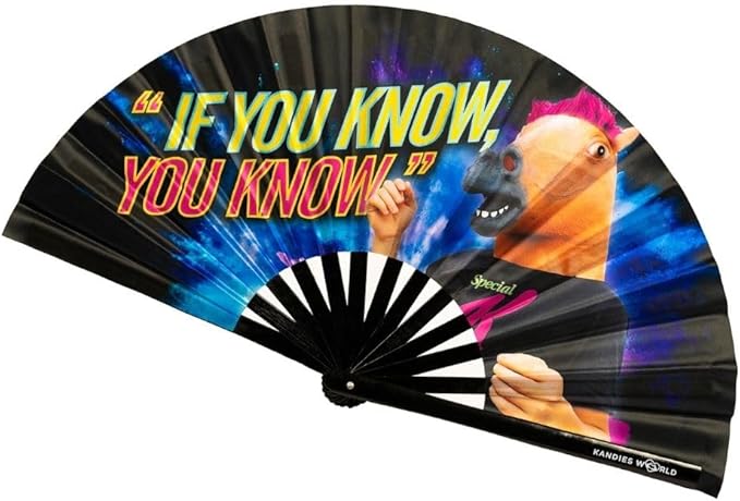 Kandies World Custom Festival Folding Hand Fan - Unique Designs, Made of Bamboo, Clacking Sound, Lightweight - Perfect Rave and Festival Accessory!
