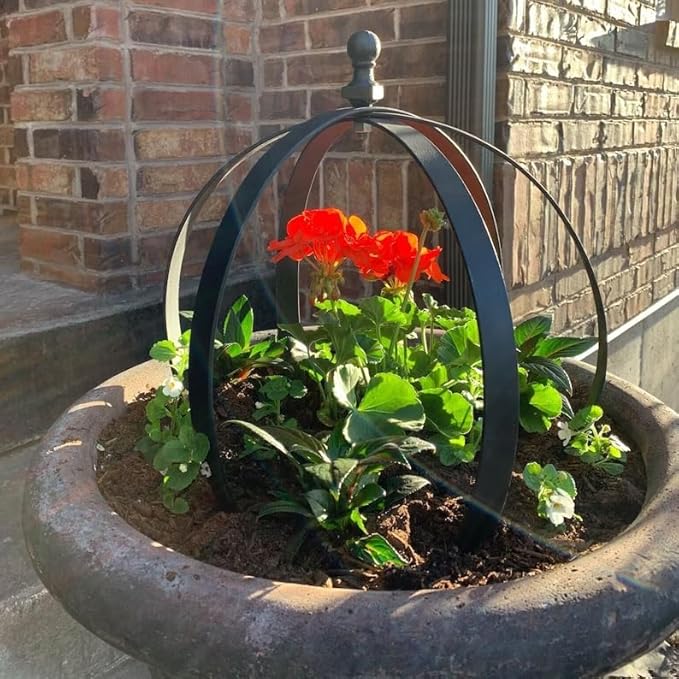 Large Round Black Metal Garden Trellis 18"x22" for Climbing Plants - Indoor/Outdoor Flower Lattice Topiary Frame - Ideal for Potted Plant Decor - Outdoor Garden Decor and Courtyard Gift