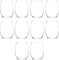 DISCOUNT PROMOS Stemless Wine Glass 9 oz. Set of 10, Bulk Pack - Great for Wedding Favors, Bachelorette Party and More - Clear Bottom Color