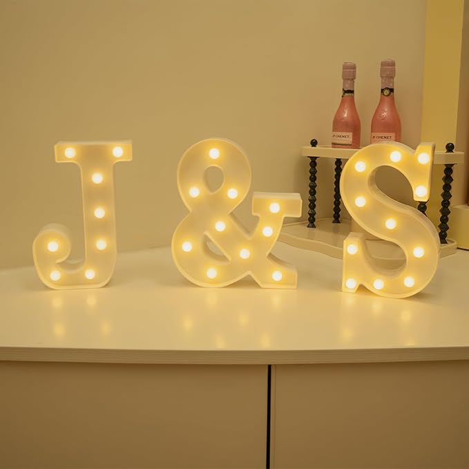 Foaky Rechargeable LED Letter Lights Sign Marquee Light Up Letters Sign for Night Light Wedding/Birthday Party Christmas Lamp Home Bar Decoration (S)