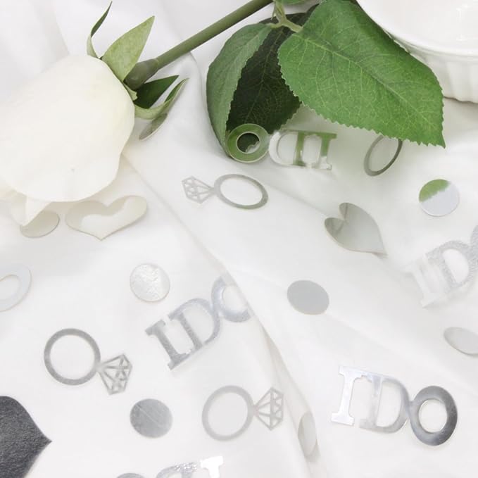 Wedding Confetti, Engagement Confetti for Wedding Shower Decorations, Bridal Shower Confetti for Bridal Shower Decorations, 160 PCS Glitter Silver I DO Confetti for Engagement Table Decorations