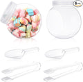 Sunnyray 6 Sets 51 oz Plastic Candy Jars for Candy Buffet with Lids Clear Bar Jars with Scoops and Tongs Kitchen Office Party Cookie Storage Containers for Dry Food Snacks Candies Cookies Coffee Pods